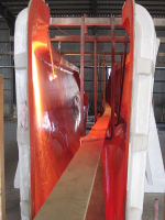 Hull mould being waxed