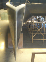 Fine hull shape providing smooth entry into the water.